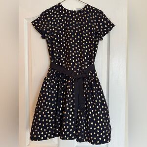 Midnight Blue Girls Size 12 Dress with Gold Polka Dots